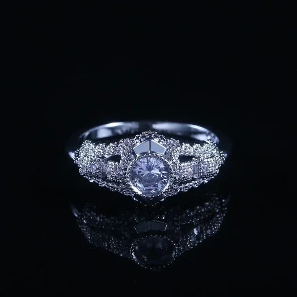 ▶Silver Plated Wedding engagementRing for Women, F115
